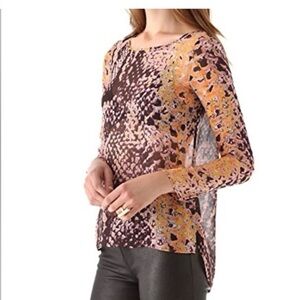 Rebecca Minkoff Vibrant Patterned Long Sleeve Blouse silk small
